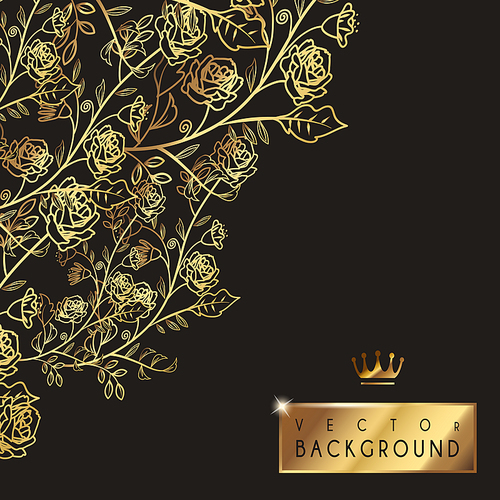 luxurious floral background template design in golden and black
