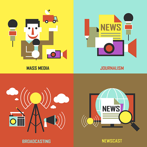 flat design for the news industry concepts graphic