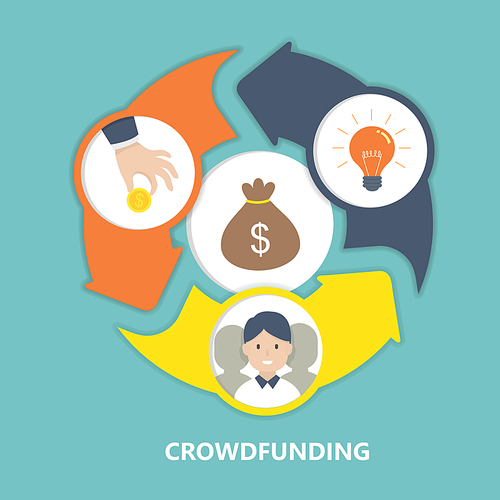 crowdfunding concept in flat design style