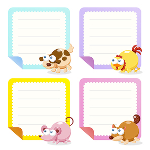 cute animal note papers collection, illustration vector.