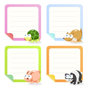 cute animal note papers collection, illustration vector.