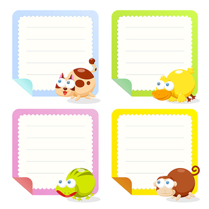 cute animal note papers collection, illustration vector.