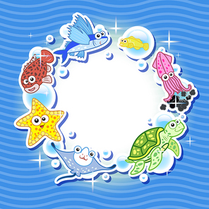 Decorative frame for photo with tropical bright fishes.