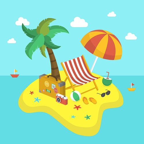 3d isometric for summer holiday concept