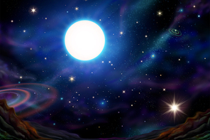 Beautiful galaxy universe sky with full moon background