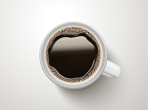 Top view of black coffee, 3d illustration coffee related design element