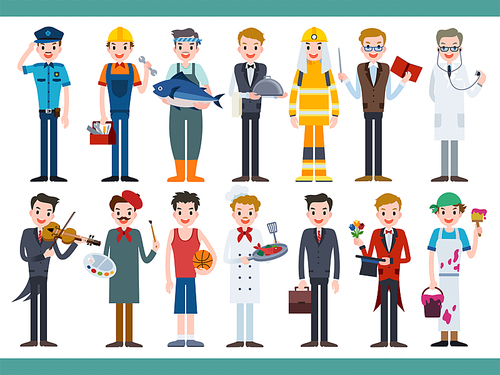 Different career set, lovely characters in all kinds of job, flat design