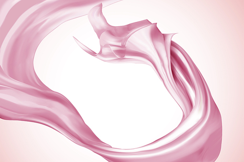 Pink smooth satin design element in 3d illustration