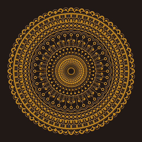 round motif  design in golden and dark brown color