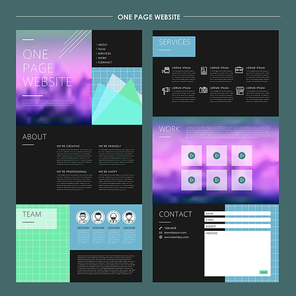 abstract one page website template design with attractive blurred background