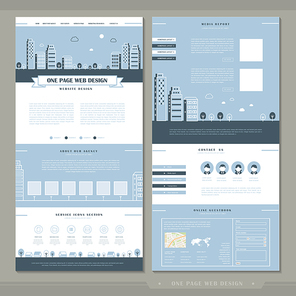 lovely one page website template design with blue city scene