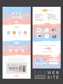 soft one page website template design in blue and pink