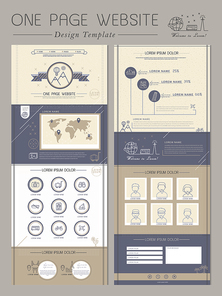 elegant one page website template design in beige and purple