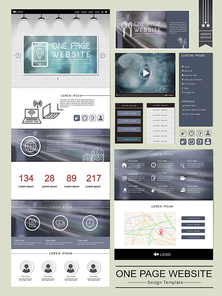 modern one page website template design with white brick wall elements