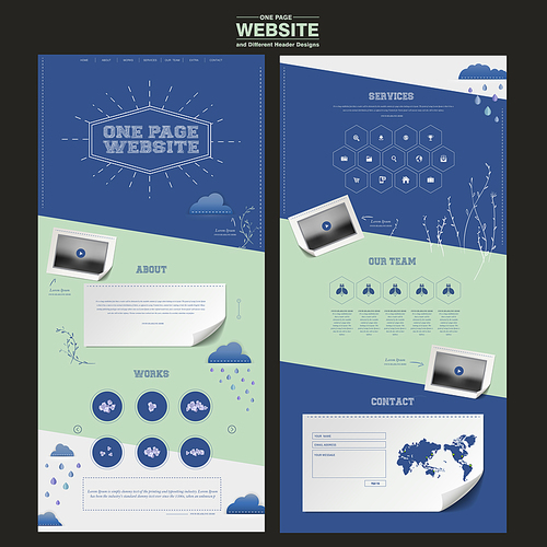 simplicity one page website template design in blue