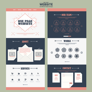 simplicity one page website template design with exquisite line icons