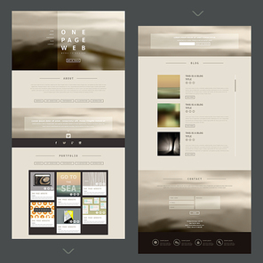 modern one page website design template with blurred background