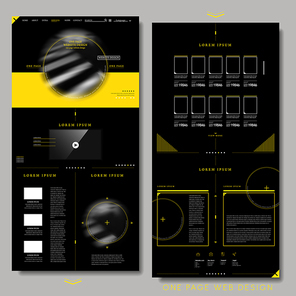 trendy one page website design template in black and yellow