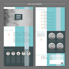 contemporary one page website design template with geometric elements