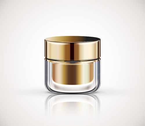 Golden color cream jar isolated on white  in 3d illustration