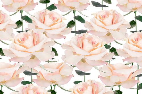 Romantic light pink realistic roses background in 3d illustration