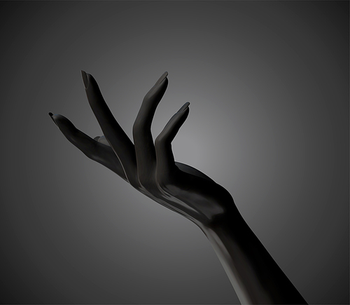 Black cosmetic elegant hands gesture in 3d illustration