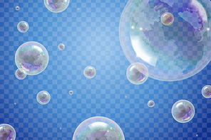 transparent  soap bubbles floating in the air, 3d illustration element