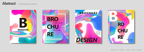Fluid liquid shape brochure, trendy pastel color in wavy and gradient design