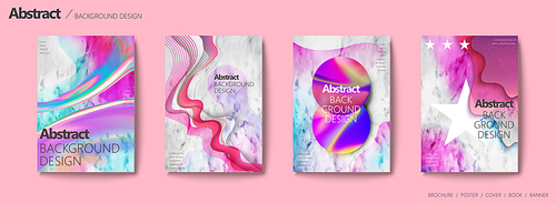 Fluid liquid style brochure, colorful and wavy shape on marble stone background for design