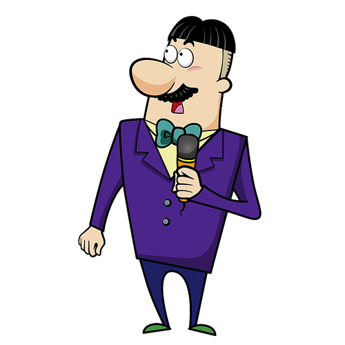 vector illustration of a  host or event emcee holding a microphone.