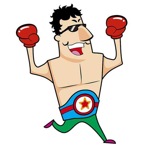 Cartoon boxer with boxing gloves vector illustration.