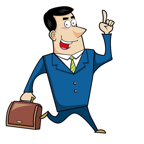 Vector illustration of a cartoon businessman with a briefcase.