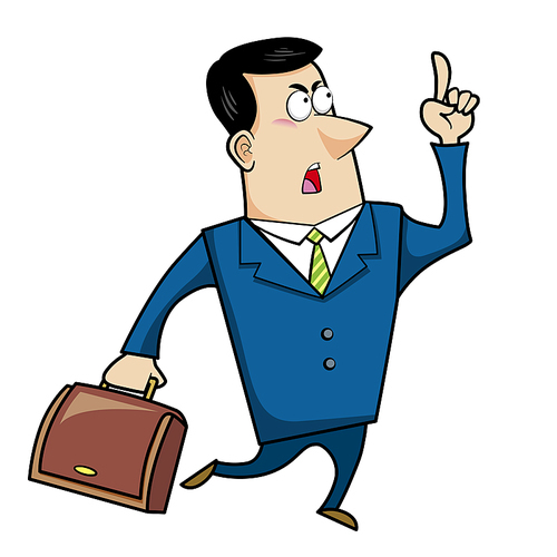 Vector illustration of a cartoon businessman with a briefcase.