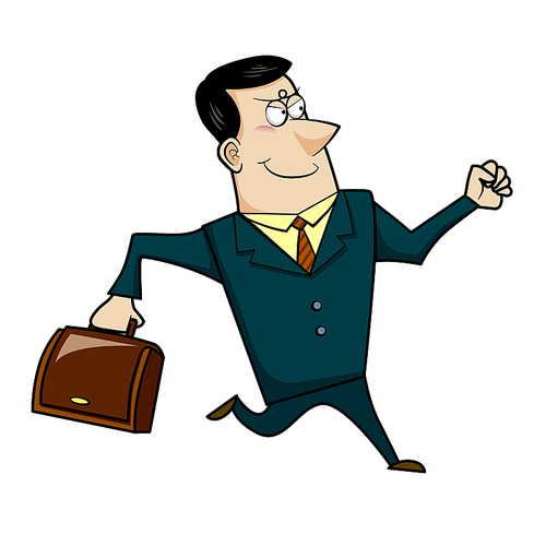 Vector illustration of a cartoon businessman with a briefcase.