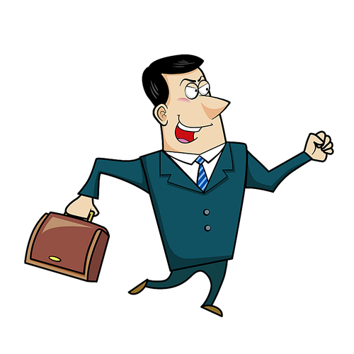 Vector illustration of a cartoon businessman with a briefcase.