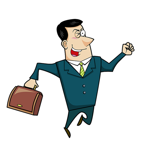 Vector illustration of a cartoon businessman with a briefcase.