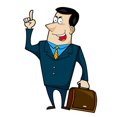 Vector illustration of a cartoon businessman with a briefcase.