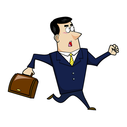 Vector illustration of a cartoon businessman with a briefcase.