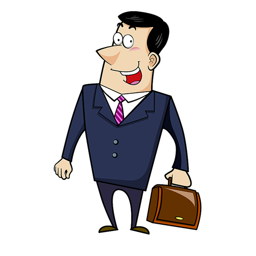 Vector illustration of a cartoon businessman with a briefcase.