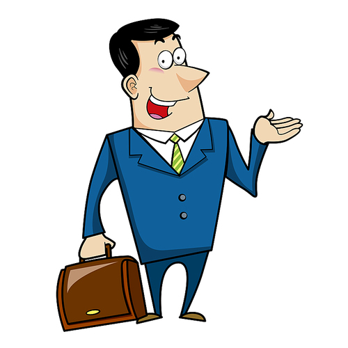 Vector illustration of a cartoon businessman with a briefcase.