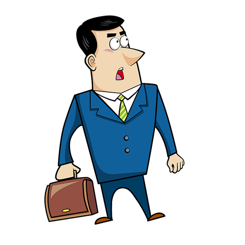 Vector illustration of a cartoon businessman with a briefcase.