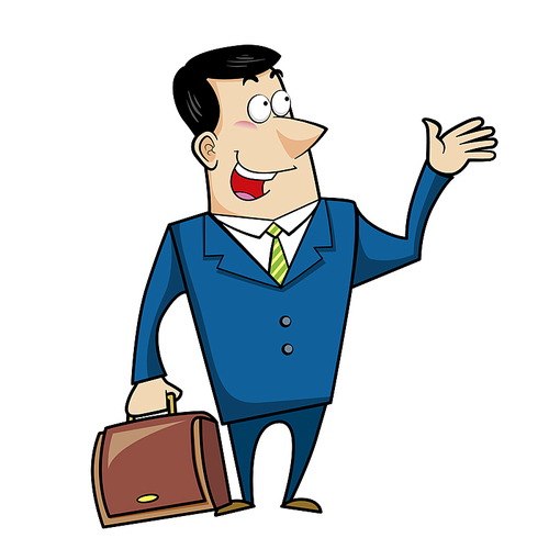 Vector illustration of a cartoon businessman with a briefcase.