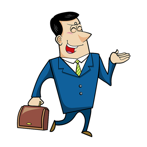 Vector illustration of a cartoon businessman with a briefcase.