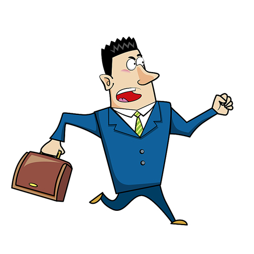 Vector illustration of a cartoon businessman with a briefcase.