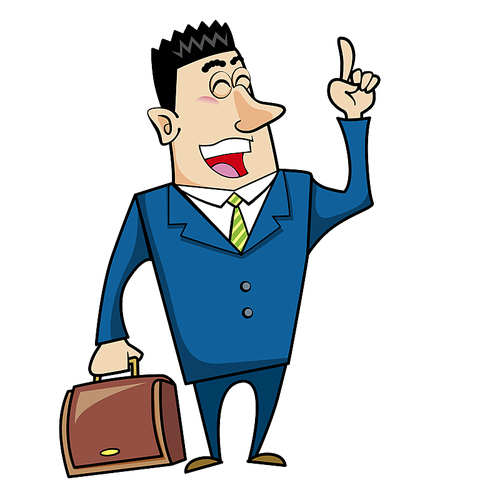 Vector illustration of a cartoon businessman with a briefcase.