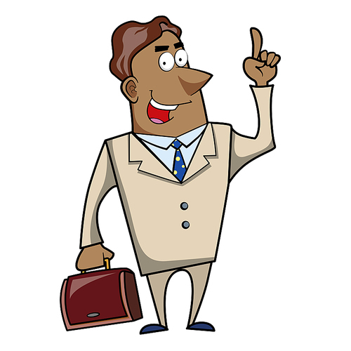 Vector illustration of a cartoon businessman with a briefcase.