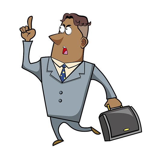 Vector illustration of a cartoon businessman with a briefcase.