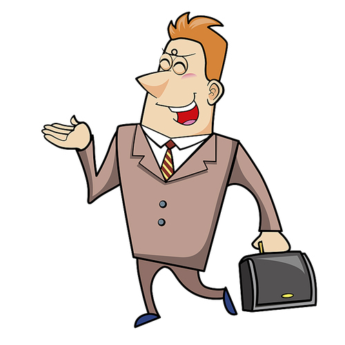 Vector illustration of a cartoon businessman with a briefcase.