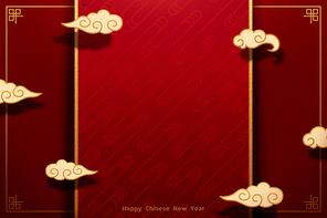 Chinese traditional red background with cloudy pattern