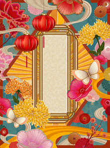 Retro colorful lunar year poster template with copy space